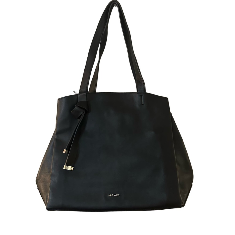 Nine West Dark Gray Pleather Tote Bag